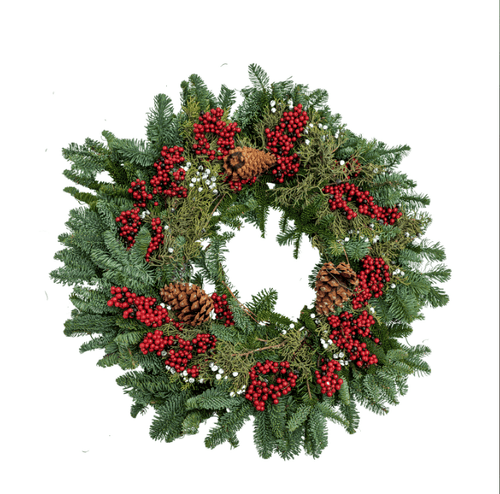 Berry Christmas Wreath - 24 Inch - LandscapeDirect