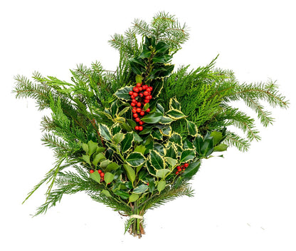 Evergreen Holly Bouquet - Fresh Cut Holiday Arrangement - LandscapeDirect
