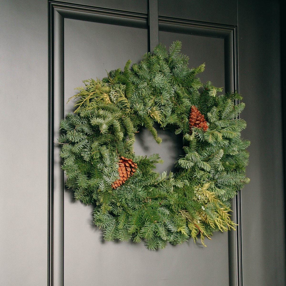 Mixed Noble Fir Wreath with Cones - 20 Inch - LandscapeDirect